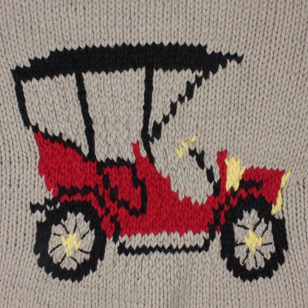 Vintage Mary Maxim Antique Autos 433 "Cowichan" Car Mens L Sweater Zip Cardigan - Picture 14 of 14